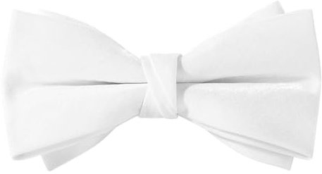 HOULIFE Fliege für Herren verstellbar vorgebundene Fliege Satin-Polyester-Fliege einfarbig Schmetterlingsfliege für Party Hochzeit Bankett, Weiß