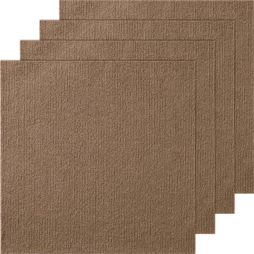 VEVOR Carpet Tiles Peel and Stick, 18” x 18” Squares Self Adhesive Carpet Floor Tile, Soft Padded Carpet Tiles, Easy Install DIY for Bedroom Living Room Indoor Outdoor (10 Tiles, Dark Brown)