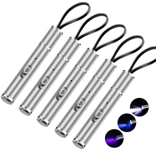 WholeFire 5 Pack Lampada Penna Ricaricabile, Mini Torcia EDC Ultra-Compatta, Torcia Elettrica 500 Lumen con 3 modalità, Lampada di Ispezione Medica per Campeggio e Esterni Riparazione