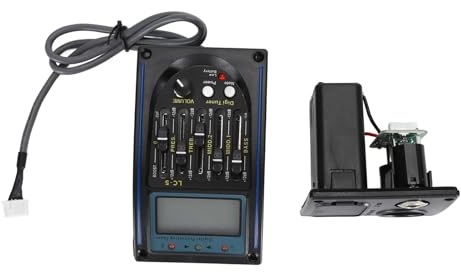 5-bands EQ Akustisk Gitarr-equalizer för Piezoupptagning, Verklig Loudness-kontrollfunktion, Lämplig för Gitarrer och Basar, Elektroniska Plastkomponenter, Svart