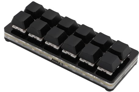 12-tangenters Enhandstangentbord, USB-trådbunden Tangentbord, RGB Mechanical Gaming PC-tangentbord med Röd Switch, Office Copy Paste-tangentbord, för Linux, för OS X, för