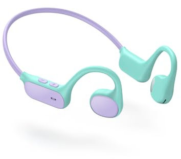 iClever Auriculares para niños, conducción ósea, seguridad de oído abierto, IPX5 impermeable, flexión de 360°, auriculares ligeros para niños, inalámbricos Bluetooth 5.3, auriculares para niños USB-C