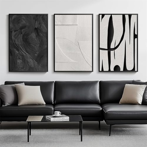 3er Poster Set Moderne Luxus Abstrakt Kunst Wandbilder Schwarz Beige Leinwand Bilder ohne Rahmen Kunstdruck Bild Wanddeko für Wohnzimmer Schlafzimmer
