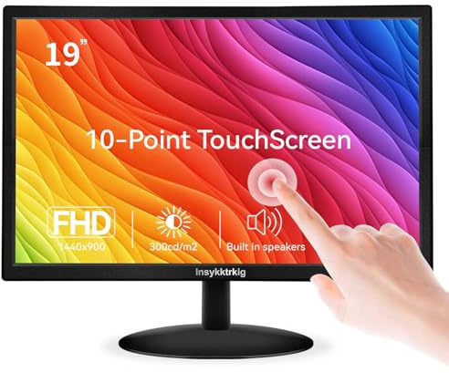 Insykktrkig - Pantalla táctil para PC (19 pulgadas, 10 puntos, panel TN - 16:10-300cd/m² - 60Hz 98% sRGB 1440 × 900 FHD Juegos Monitor de ordenador con HDMI VGA Tipo-B para ordenador portátil PC Xbo