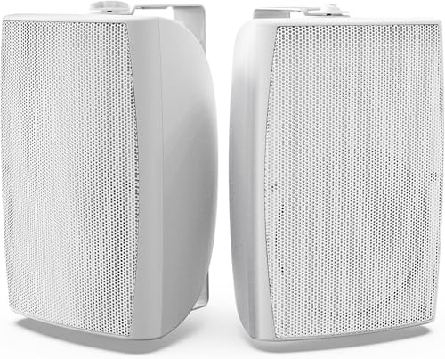 Herdio Altavoces Exteriores 8 Pulgadas 600W, Graves Potentes y Cable Impermeable, Montaje en Pared para Espacios amplios: Áreas comerciales, Patios espaciosos, auditorio (Blanco)
