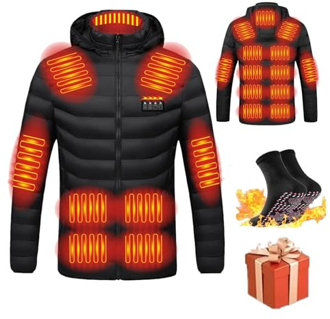 Susenstone Veste Chauffante USB Hommes Femmes Doudoune Manteau Chauffant Électrique Hiver Chaud Lavable avec 3 Niveaux de Chauffage et 21 Zones Chauffage pour Ski Pêche Randonnée Plein Air Blouson