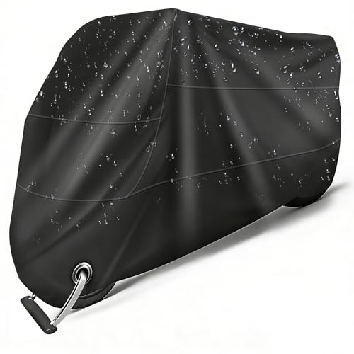 Telo Coprimoto Impermeabile, Telo Moto per Esterno Impermeabile, 210D Oxford Copri Moto con Fori di Blocco, Coprimoto Impermeabile per Esterno con Custodia, Anti Polveri/Neve/UV (245x105x125cm)