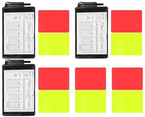 DECORNIJIA Set Arbitro Calcio con Cartellini Gialli e Rossi in PVC Kit Portatile con Penna e Fogli Punteggio Attrezzatura per Arbitri da Competizione per Partite Ufficiali Sportive