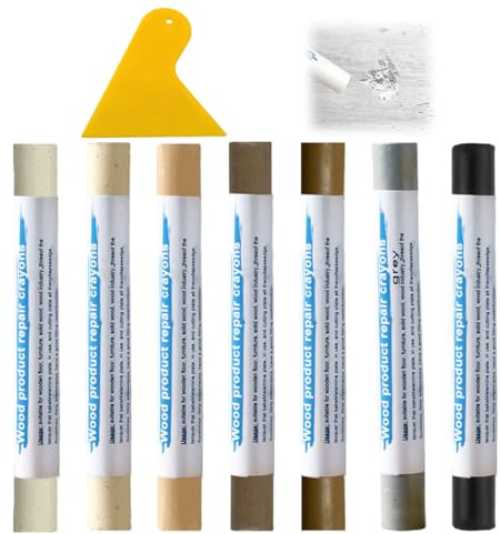 BLPRKOT 7 Pezzi Colori Stucco per Legno, Stucco per Legno Riempitivo, Stucco Legno, Stucco per Marmo, Kit Riparazione Piastrelle, Set di Cera per Legno per Laminato, Legno, PVC, Piastrelle