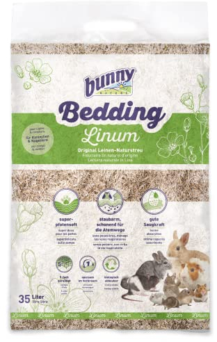 Bunny Bedding Linum | 12,5 l | Leinen Naturstreu für Zwergkaninchen- & Nagetiergehege | Sorgt für eine behagliche und trockene Lauf- und Liegefläche
