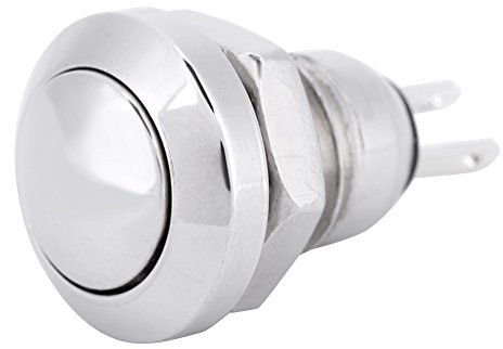 Keenso Momentaner Druckknopf, 1A 24V 8mm Mini wasserdichte Drucktaste Silber Edelstahlgehäuse Geeignet für 8mm Befestigungsloch (Messing-Plattierung)