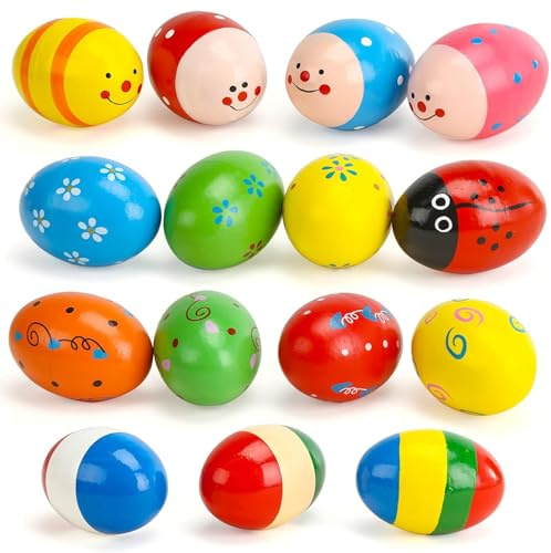 POPLAY 15PCS Egg Shakers, Maracas for Kids Musical Instruments for Babies Hand Percussion Shakers Musical Eggs for Easter Basket Stuffers Party Favors