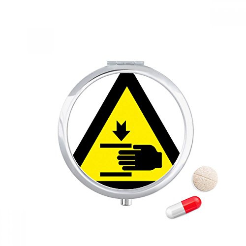 Warning Symbol Yellow Black Hand Triangle Pill Case Pocket Medicine Storage Box Container Dispenser