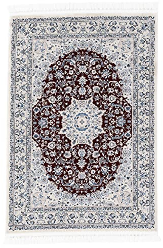 carpetfine Orientteppich Nain Diane Rot 240x340 cm | Tradtioneller Teppich für Schlaf- und Wohnzimmer