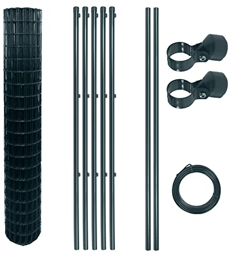 ESTEXO Schweißgitter Gartenzaun Set Komplettset Zaun Gartenzaunset Zaunset Drahtzaun Gitterzaun Anthrazit (1,5 x 10 m)