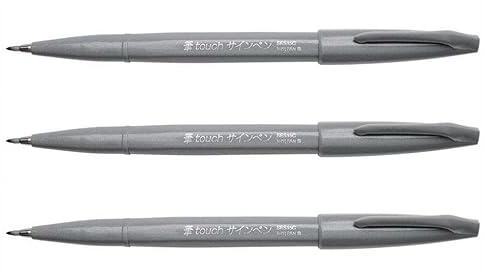 PENTEL Brush Sign Pen SES15 Filzstifte, flexibel, Grau, 3 Stück