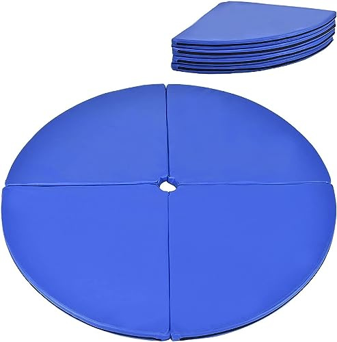 GYMAX Esterilla Protectora para Danza de Barras, 150 cm, Alfombrilla de Danza de Polo, Alfombrilla de Seguridad Plegable con Cierre de Velcro, Portátil, Absorbe los Golpes, 5 cm de Grosor, Azul