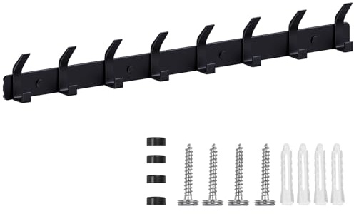 TENXSNUG Appendiabiti da Parete, Attaccapanni da Muro Moderno Antiruggine con 8 Ganci, Appendi Abiti Attaccapanni Appendini da Muro per Cucina, Bagno e Camera da Letto, Nero Scuro