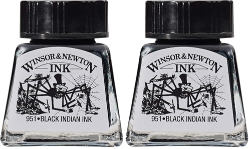 Winsor & Newton 1005030 Drawing Ink 14ml Black Indian (Pack of 2)