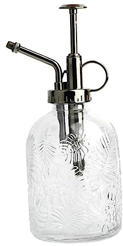 CIYODO Botella Rociadora para Plantas Interior 350 Ml Diseño Hojas De Monstera, Pulverizador De Spray Transparente Boquilla De Cobre Antiguo para Jardinería y Riego Preciso
