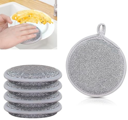 5 Piezas Wire Dishwashing Rags,Esponja de Doble Cara Paños de Limpieza de Alambre,Multipropósito Trapo Lavavajillas,Uso Húmedo y Seco,Reutilizable para Sartenes de Cocina
