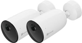 EZVIZ 2K Telecamera WiFi Esterno con Batterie Ricaricabili, Modalità AOV, Rilevamento Forma Umana/Veicolo, Visione Notturna a Colori, Audio Bidirezionale, Difesa Attiva, IP66, CB3 2PK