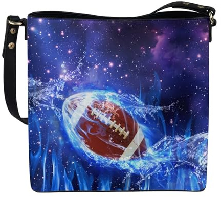 COEQINE Black Cross Body Bag With Rugby Football Pu Men's Leather Handbag Bag Small Crossbody Shoulder Bags Travel Work Waterproof Protection Sling Bag