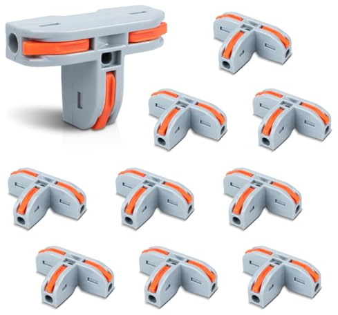Innfeeltech 10 pezzi Ternimal di connessione, morsetto di connessione a 3 porte con forma a T, connettori per cavi con conduttore da 0,2-4 mm² per progetti fai da te