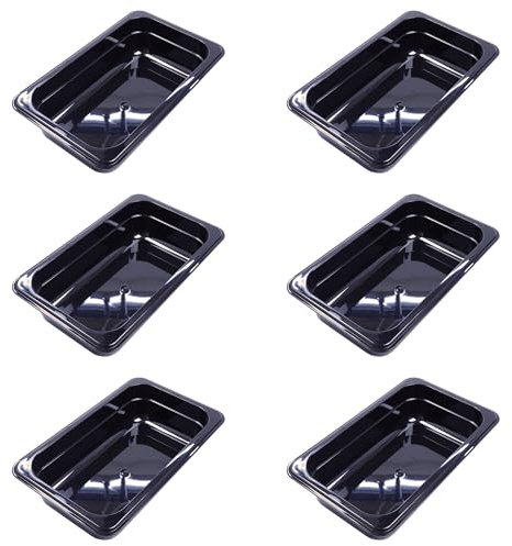 AcMax 6 contenitori GN 1/4 per gas GN, 1,8 litri, profondità 65 mm, in plastica, colore nero