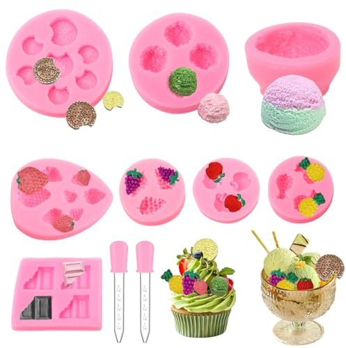 Fzyisw Set med 10 silikonformar för vaxljus - Form för mjukglass - 3D chokladform - Form i form av glassboll - Silikonform - Liten form för cupcake - Chokladform - Godisar