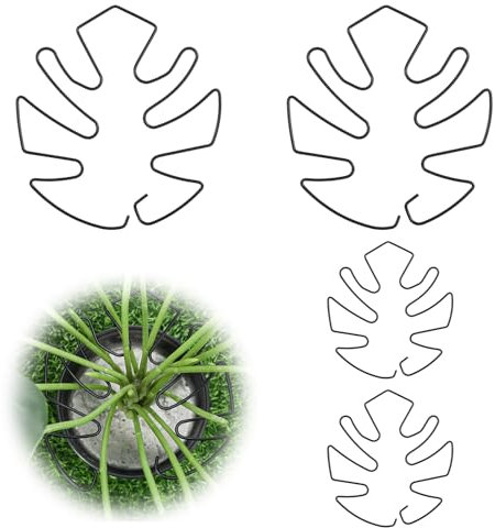 HweeWanX 4 Pcs Monstera Support Set, Iron Stem Holder, Plant Holder, Plant Accessories for Outdoor and Indoor, Monstera Stabilizer for Keeping Growing Vertical (Black)