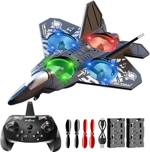 Remote Control Airplane for Kids Boys Beginners 8-12, RC Plane with Light, 360Β° Flip Fighter Jet Toys, Stunt Roll, Airplane Toy Gifts for Kids Boys Girls 8-16 Drone for Adults