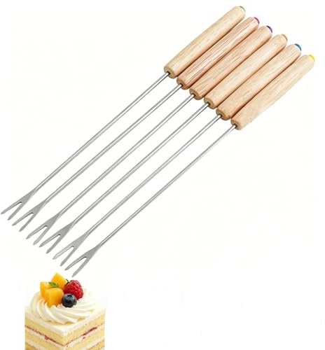 6 piezas de fondue tenedores, Smore Sticks Sticks de asado de malvavisco Toticias telescópicas con mango de madera para acampar de perros calientes BBQ