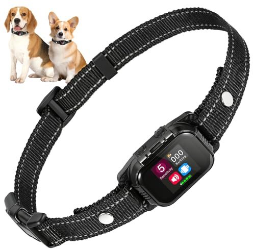 Lomffy Collare Antiabbaio per Cani, Migliorato Ricaricabile Collare Elettrico per Cane Taglia Grande Media Piccola Impermeabile IP67 Collare Antiabbaio con 4 Modalità, 8 Livelli Sensibilità Regolabile