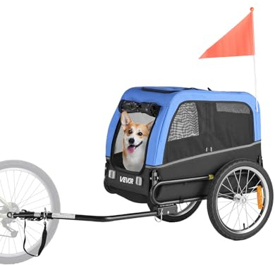 VEVOR Dog Bike Trailer, Supports up to 66 lbs, Pet Cart Bicycle Carrier for Small & Medium Dogs, Easy Folding Frame with Quick Release Wheel, Universal Bicycle Coupler, Reflector, Flag, Internal Leash