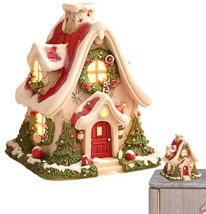 Julhus-rökelsekärl – 12 cm blockhus hartsprydnad, juldekoration | öppen spis, bordsskiva, vardagsrum, sovrum, barnrum, butik, säsongsbetonad festlig presentation, arom