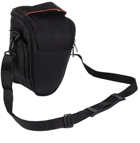 CALLARON Étui pour Appareil Photo bandoulière pour Appareil Photo Antichoc, de Protection en Nylon, avec Sangle et Poche latérale, pour Camping et randonnée, Photographe, Noir