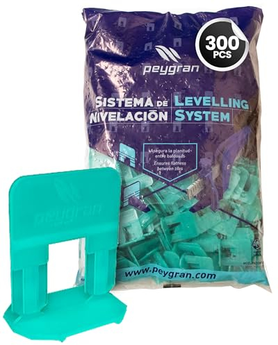 Sistema de nivelación de azulejos Peygran de 3 mm: 300 clips. Para instalación de azulejos y piedra sin desniveles para profesionales y bricolaje. El producto más preciso y fiable del mercado.