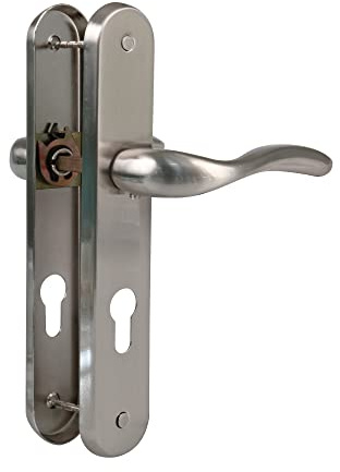 Amig - Set Maniglia per Porta - Modello Lena - Acciaio - 238 x 40 mm - Serratura di 85 mm - Colore: Cromato opaco
