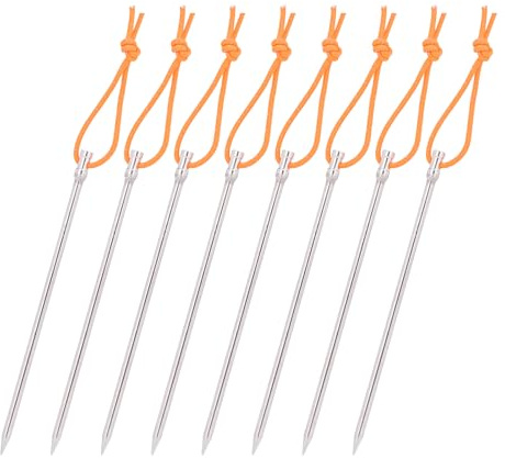 iBasingo Piquets de Tente en Titane 4/8/12pcs Piquets de Tente Ultralégers Clous de Tente Résistants Piquets de Tente Accessoires de Tente de Camping en Plein Air pour Herbe Sol Dur avec Corde 168 mm