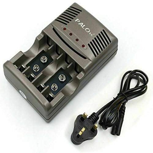 DaMohony Intelligent Universal Battery Charger with 4 Slots, USB Quick Battery Charger for AA/AAA 9V NiCd NiMh Rechargeable Batteries