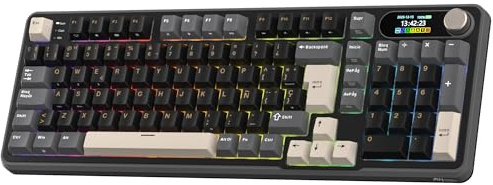 RK ROYAL KLUDGE S98 ES Teclado Mecánico con Smart Display y Botón, Montaje Superior 96% Teclado Mecánico Inalámbrico BT/2.4G/USB-C, Hot-Swappable, Soporte de Software, 98 Teclas, QWERTY Español