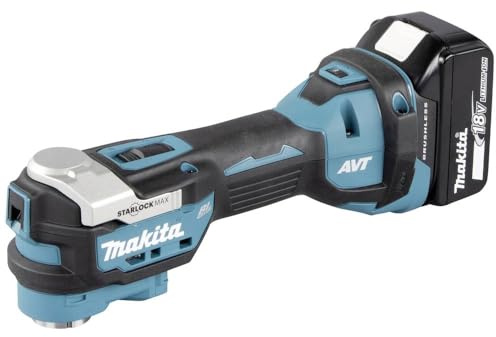 Makita DTM52T1JX2 Akku-Multifunktionswerkzeug 18V / 5,0 Ah, 1 Akku + Ladegerät + 44-teiliges Zubehör-Set im MAKPAC, Petrol
