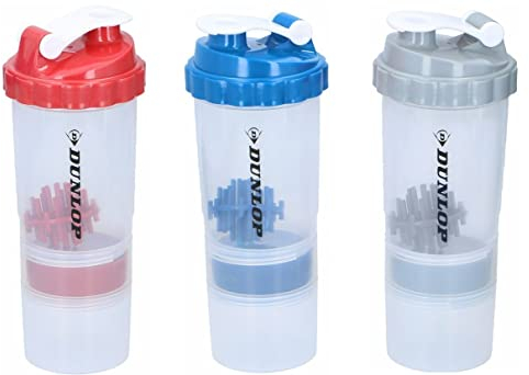 blntackle76 Set 3 Stück Protein-Shaker Eiweiß, Whey Shaker Getränke 500ml + 170ml Pulverfach Kugel Sportflasche Fitness + gratis Glück Aufkleber