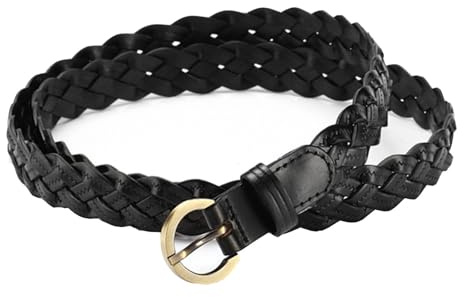 Jalach Ceinture tressée fine pour femme - Ceinture tissée - Ceinture fine en cuir - Pour robe en jean - Largeur : 2 cm, 2cm breit