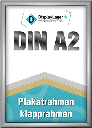 DisplayLager - A2 Silber Klapprahmen mit 25mm Aluminium Profil, Entspiegelter Schutzscheibe, Befestigungsmaterial