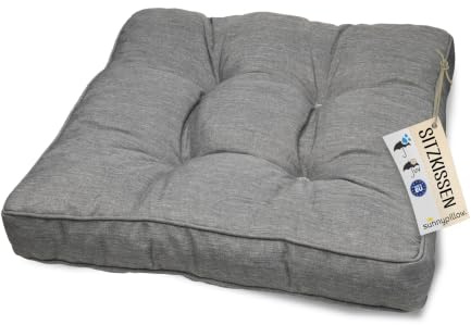 sunnypillow Coussin de Jardin pour Chaise Fauteuil Rotin - Galette de Chaise Anti UV - Extérieur Impermeable – Coussin de Sol idéal pour Balcon, Terrasse - 70 x 70 x 10 cm - Gris