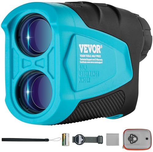VEVOR Golf Rangefinder, 1300 Yards Laser Golfing Hunting Range Finder, 6X Magnification Distance Measuring, Golfing Accessory with External Magnet Mount, High-Precision Flag Lock, Slope, and Batteries
