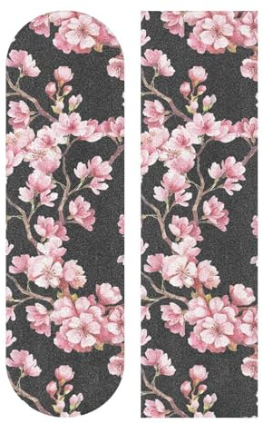 Bolaz Skateboard Grip Tape Sheet Design Deck Longboard Griptape Pink Cherry Blossom Flower Floral Non Slip Tape Waterproof Sandpaper Scooter 33 x 9