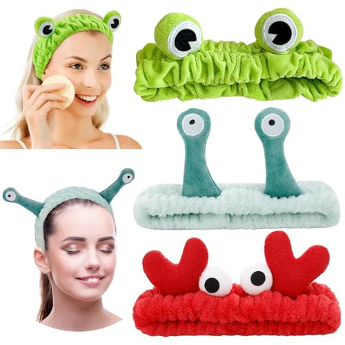 YGCHEN Fasce per Capelli Trucco Donna Fascia Capelli Rana Lumaca Granchio Fascia per Capelli Peluche Fascia per Lavare il Viso Spa Skincare Trucco Fasce Capelli